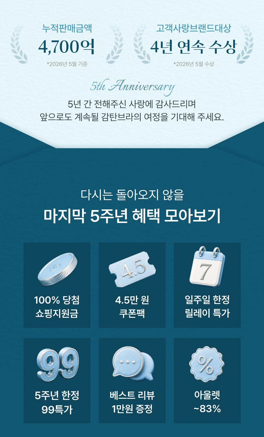 다시는 돌아오지 않는 5주년 혜택 모아보기